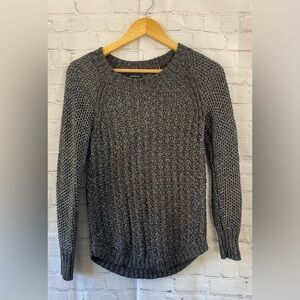 Calvin Klein Jeans Black Silver Metallic Cage Cable Knit Crew Neck Sweater XS